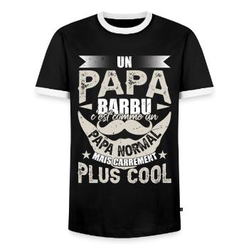 Un Papa Barbu - T-shirt contrasté Homme - noir/blanc - Devant - AI Model Female 172 light (172cm) & AI Model Male 178 light (178cm)