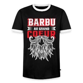 Barbu Au Grand Coeur - T-shirt contrasté Homme - noir/blanc - Devant - AI Model Female 172 light (172cm) & AI Model Male 178 light (178cm)