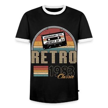 40th birthday born 1983 Best of 1983 - Men's Ringer Shirt - black/white - Front - AI Model Female 172 light (172cm) & AI Model Male 178 light (178cm)