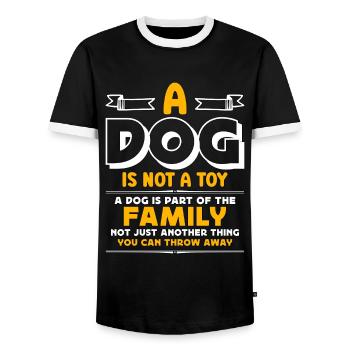 Abandoned Pets A Dog Is Not A Toy Homeless Animals - Men's Ringer Shirt - black/white - Front - AI Model Female 172 light (172cm) & AI Model Male 178 light (178cm)