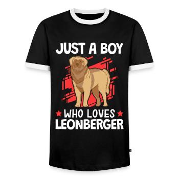 Only one boy who loves Leonberger - Men's Ringer Shirt - black/white - Front - AI Model Female 172 light (172cm) & AI Model Male 178 light (178cm)