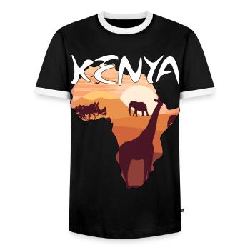 Kenya Africa Kenyan Africa Gift - Men's Ringer Shirt - black/white - Front - AI Model Female 172 light (172cm) & AI Model Male 178 light (178cm)