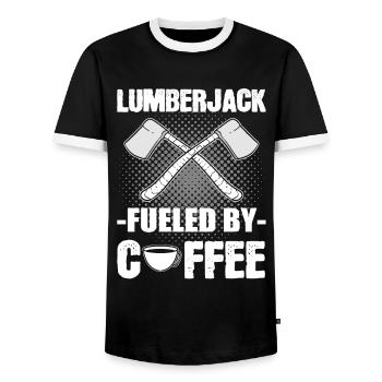 Lumberjack Fueled by Coffee Woodcutter Forester - Männer Kontrast-T-Shirt - Schwarz/Weiß - Vorne - AI Model Female 172 light (172cm) & AI Model Male 178 light (178cm)