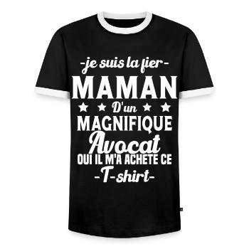 Maman d'un magnifique Avocat Humour Cadeau - T-shirt contrasté Homme - noir/blanc - Devant - AI Model Female 172 light (172cm) & AI Model Male 178 light (178cm)