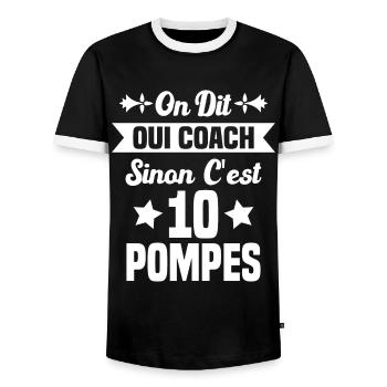 On Dit Oui Coach Humour Coaching Sportif Cadeau - T-shirt contrasté Homme - noir/blanc - Devant - AI Model Female 172 light (172cm) & AI Model Male 178 light (178cm)