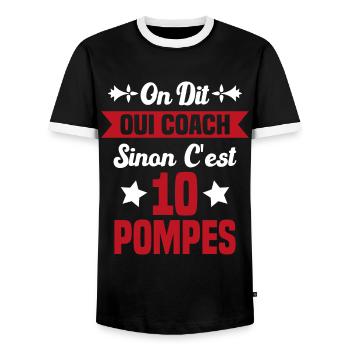 On Dit Oui Coach Humour Coaching Sportif Cadeau - T-shirt contrasté Homme - noir/blanc - Devant - AI Model Female 172 light (172cm) & AI Model Male 178 light (178cm)