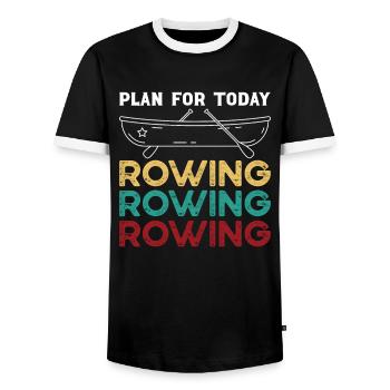 Plan Rudern pour aujourd’hui Aviron Ruderer Rudersport - T-shirt contrasté Homme - noir/blanc - Devant - AI Model Female 172 light (172cm) & AI Model Male 178 light (178cm)