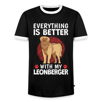 Everything is better with my Leonberger - Men's Ringer Shirt - black/white - Front - AI Model Female 172 light (172cm) & AI Model Male 178 light (178cm)