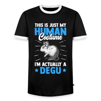 Degu just a costume Chilean rodent - Men's Ringer Shirt - black/white - Front - AI Model Female 172 light (172cm) & AI Model Male 178 light (178cm)