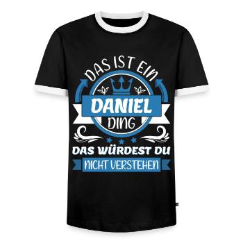 Daniel Name Vorname Namenstag Namensgeschenk - Männer Kontrast-T-Shirt - Schwarz/Weiß - Vorne - AI Model Female 172 light (172cm) & AI Model Male 178 light (178cm)