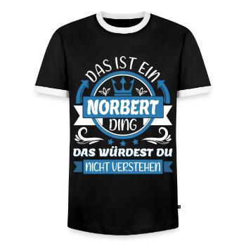 Norbert Name Vorname Namenstag Namensgeschenk - Männer Kontrast-T-Shirt - Schwarz/Weiß - Vorne - AI Model Female 172 light (172cm) & AI Model Male 178 light (178cm)