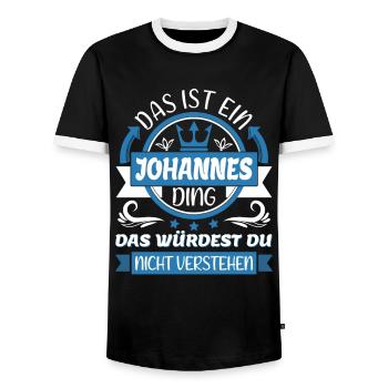 Johannes Name Vorname Namenstag Namensgeschenk - Männer Kontrast-T-Shirt - Schwarz/Weiß - Vorne - AI Model Female 172 light (172cm) & AI Model Male 178 light (178cm)
