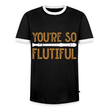 Flöte - Männer Kontrast-T-Shirt - Schwarz/Weiß - Vorne - AI Model Female 172 light (172cm) & AI Model Male 178 light (178cm)
