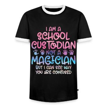 Responsables de l’école - T-shirt contrasté Homme - noir/blanc - Devant - AI Model Female 172 light (172cm) & AI Model Male 178 light (178cm)