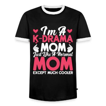 K-Drame - T-shirt contrasté Homme - noir/blanc - Devant - AI Model Female 172 light (172cm) & AI Model Male 178 light (178cm)