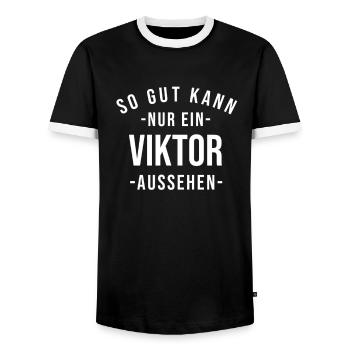 Viktor Name Spruch Geschenk Vorname Viktor - Männer Kontrast-T-Shirt - Schwarz/Weiß - Vorne - AI Model Female 172 light (172cm) & AI Model Male 178 light (178cm)