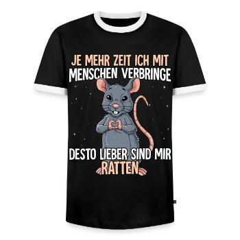 Ratte - Männer Kontrast-T-Shirt - Schwarz/Weiß - Vorne - AI Model Female 172 light (172cm) & AI Model Male 178 light (178cm)