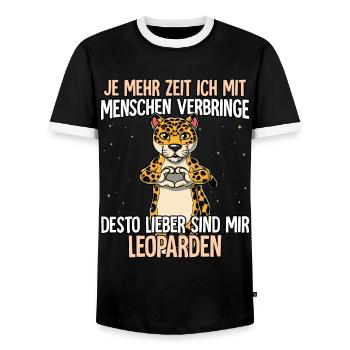 Leopard - Männer Kontrast-T-Shirt - Schwarz/Weiß - Vorne - AI Model Female 172 light (172cm) & AI Model Male 178 light (178cm)