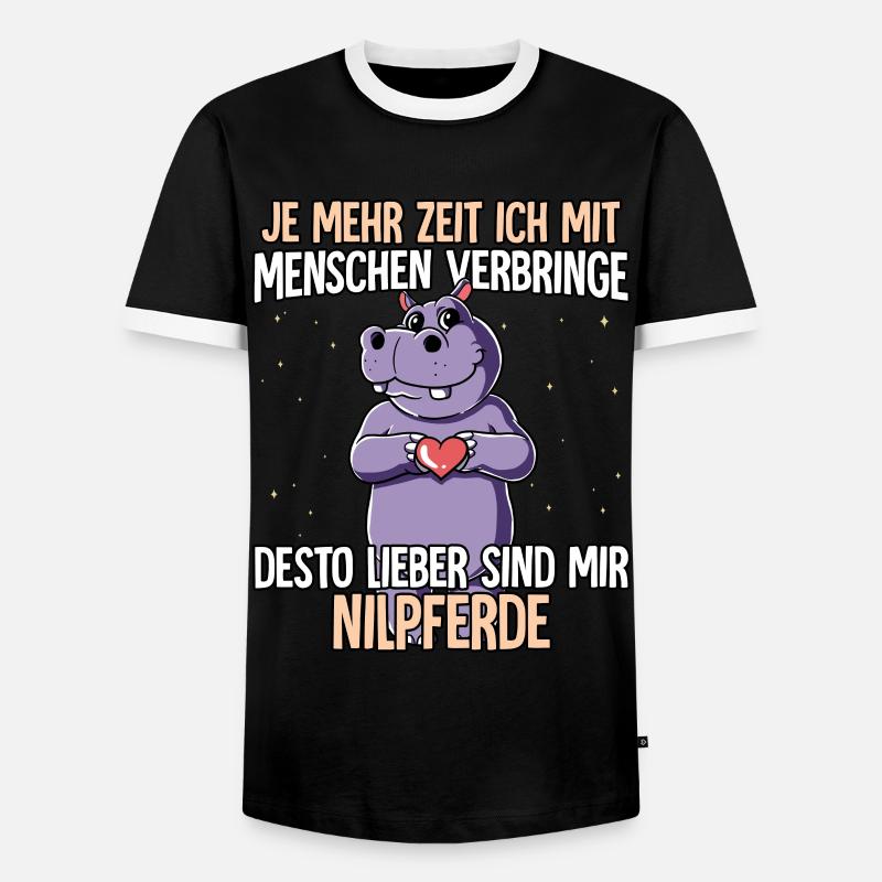Nilpferd - Männer Kontrast-T-Shirt - Schwarz/Weiß