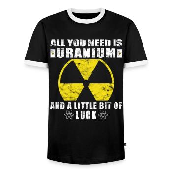 Nuclear Power - Proud Nuclear Engineer - Men's Ringer Shirt - black/white - Front - AI Model Female 172 light (172cm) & AI Model Male 178 light (178cm)