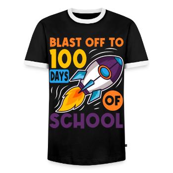 100 jours d’école Astronaute de fusée spatiale - T-shirt contrasté Homme - noir/blanc - Devant - AI Model Female 172 light (172cm) & AI Model Male 178 light (178cm)