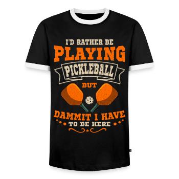 Je préfère jouer au pickleball paddle - T-shirt contrasté Homme - noir/blanc - Devant - AI Model Female 172 light (172cm) & AI Model Male 178 light (178cm)