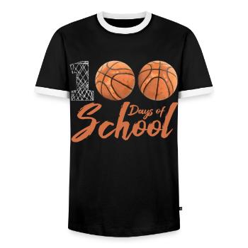 100 jours d’école Joueur de basketball de balle scolaire - T-shirt contrasté Homme - noir/blanc - Devant - AI Model Female 172 light (172cm) & AI Model Male 178 light (178cm)