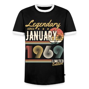 Legendary Since January 1969 Limited Edition - Männer Kontrast-T-Shirt - Schwarz/Weiß - Vorne - AI Model Female 172 light (172cm) & AI Model Male 178 light (178cm)