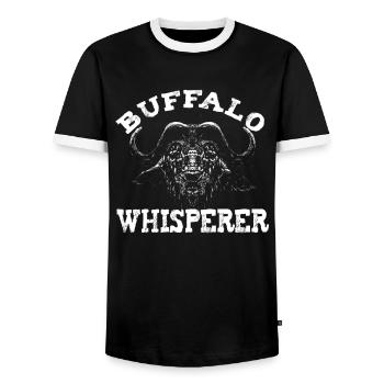 Buffle Bison Buffle Amérindien - T-shirt contrasté Homme - noir/blanc - Devant - AI Model Female 172 light (172cm) & AI Model Male 178 light (178cm)