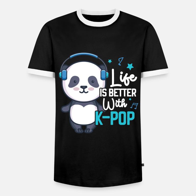K-Pop Panda - Männer Kontrast-T-Shirt - Schwarz/Weiß