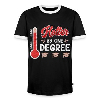 A hot Bachelor's degree Master's degree - Men's Ringer Shirt - black/white - Front - AI Model Female 172 light (172cm) & AI Model Male 178 light (178cm)