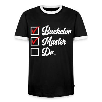 Bachelor's degree Master's degree Doctorate - Men's Ringer Shirt - black/white - Front - AI Model Female 172 light (172cm) & AI Model Male 178 light (178cm)