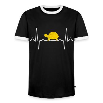 Turtle heartbeat - Men's Ringer Shirt - black/white - Front - AI Model Female 172 light (172cm) & AI Model Male 178 light (178cm)