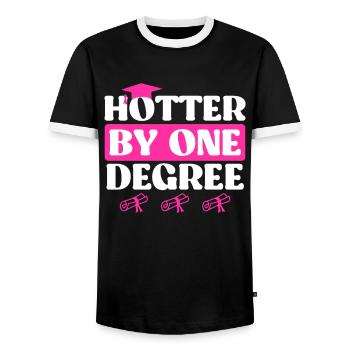 A hot Bachelor's degree Master's degree - Men's Ringer Shirt - black/white - Front - AI Model Female 172 light (172cm) & AI Model Male 178 light (178cm)