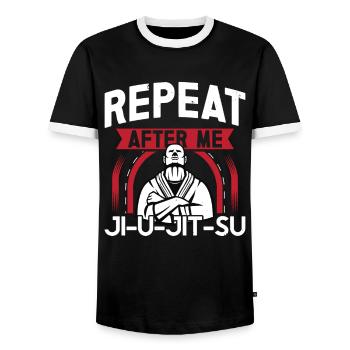 Jiu Jitsu Répéter après moi Jujutsu Arts Martiaux MMA - T-shirt contrasté Homme - noir/blanc - Devant - AI Model Female 172 light (172cm) & AI Model Male 178 light (178cm)