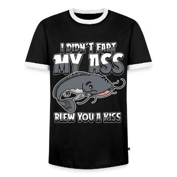 Wels I Didnt Fart My Butt Blew You A Kiss - Men's Ringer Shirt - black/white - Front - AI Model Female 172 light (172cm) & AI Model Male 178 light (178cm)