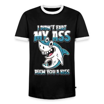 Haifisch Lustig - Männer Kontrast-T-Shirt - Schwarz/Weiß - Vorne - AI Model Female 172 light (172cm) & AI Model Male 178 light (178cm)