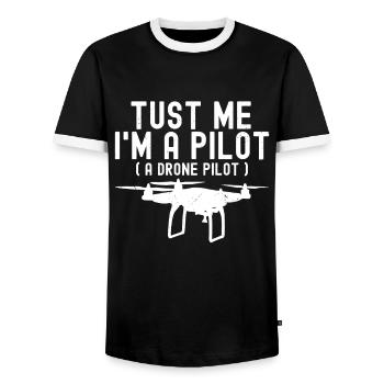 Drone - T-shirt contrasté Homme - noir/blanc - Devant - AI Model Female 172 light (172cm) & AI Model Male 178 light (178cm)