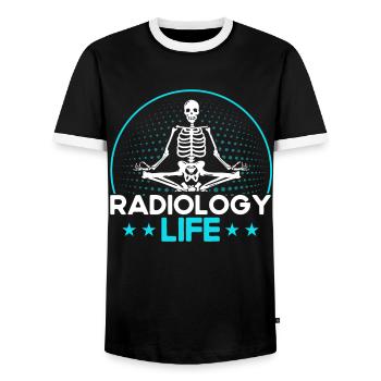 Radiologue Radiologue Technicien en radiologie - T-shirt contrasté Homme - noir/blanc - Devant - AI Model Female 172 light (172cm) & AI Model Male 178 light (178cm)