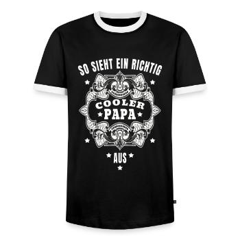 Papa Vater - So sieht ein richtig cooler Papa aus - Männer Kontrast-T-Shirt - Schwarz/Weiß - Vorne - AI Model Female 172 light (172cm) & AI Model Male 178 light (178cm)