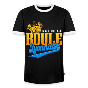 Roi De La Boule Lyonnaise - T-shirt contrasté Homme - noir/blanc - Devant - AI Model Female 172 light (172cm) & AI Model Male 178 light (178cm)