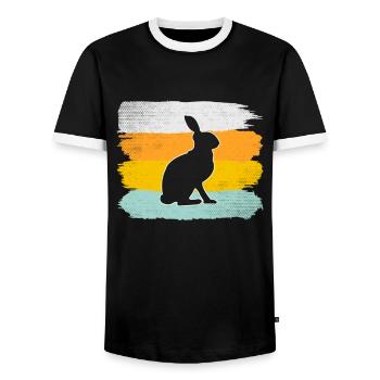 Hase Retro - Männer Kontrast-T-Shirt - Schwarz/Weiß - Vorne - AI Model Female 172 light (172cm) & AI Model Male 178 light (178cm)
