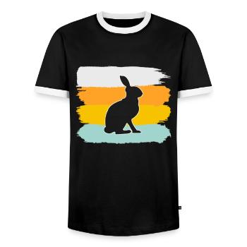 Hase Retro - Männer Kontrast-T-Shirt - Schwarz/Weiß - Vorne - AI Model Female 172 light (172cm) & AI Model Male 178 light (178cm)