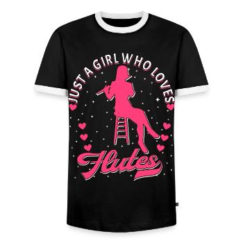 Flûtiste Joueur de flûte - T-shirt contrasté Homme - noir/blanc - Devant - AI Model Female 172 light (172cm) & AI Model Male 178 light (178cm)