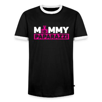 Grossesse Photographie Photographe Enceinte - T-shirt contrasté Homme - noir/blanc - Devant - AI Model Female 172 light (172cm) & AI Model Male 178 light (178cm)