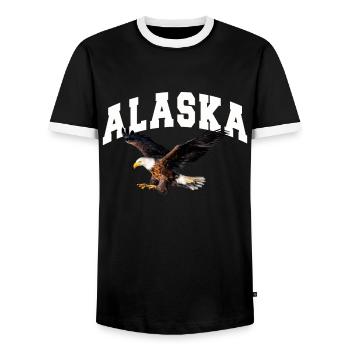 Alaska Gift USA Nature Bear Denali Grizzly Forest - T-shirt contrasté Homme - noir/blanc - Devant - AI Model Female 172 light (172cm) & AI Model Male 178 light (178cm)