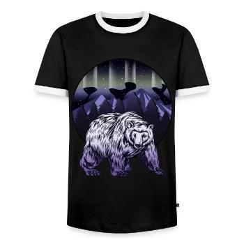 Alaska Gift USA Nature Bear Denali Grizzly Forest - T-shirt contrasté Homme - noir/blanc - Devant - AI Model Female 172 light (172cm) & AI Model Male 178 light (178cm)