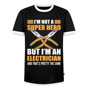 I’m Not a Super Hero but I’m an Electrician - Männer Kontrast-T-Shirt - Schwarz/Weiß - Vorne - AI Model Female 172 light (172cm) & AI Model Male 178 light (178cm)