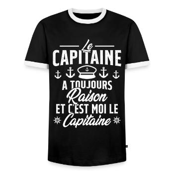 Le Capitaine A Toujours Raison C'est Moi Capitaine - T-shirt contrasté Homme - noir/blanc - Devant - AI Model Female 172 light (172cm) & AI Model Male 178 light (178cm)