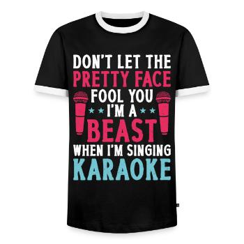 Chanteur de karaoké Ne laissez pas le - T-shirt contrasté Homme - noir/blanc - Devant - AI Model Female 172 light (172cm) & AI Model Male 178 light (178cm)